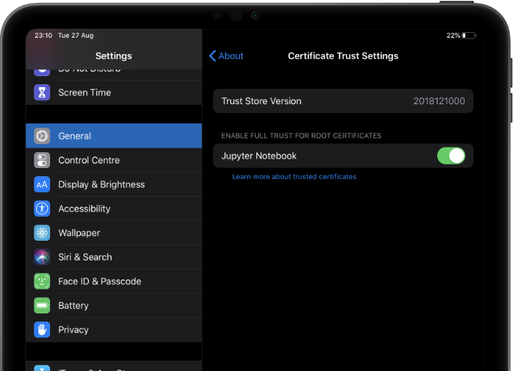 iOS certificate installation