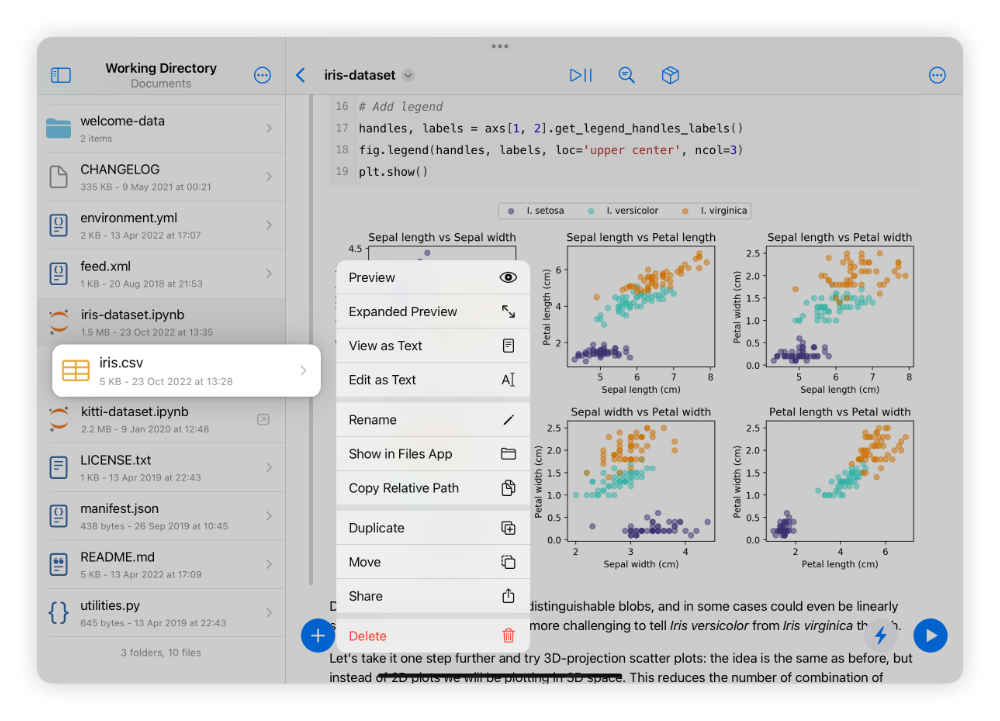 File actions in the CWD browser