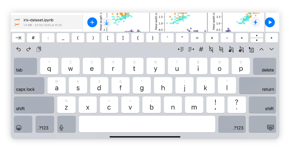 Notebook editor showing all key shortcuts