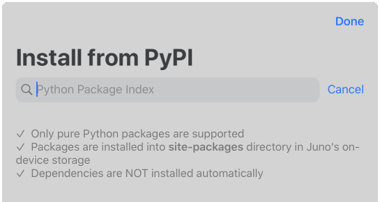 Juno's PyPI package installer